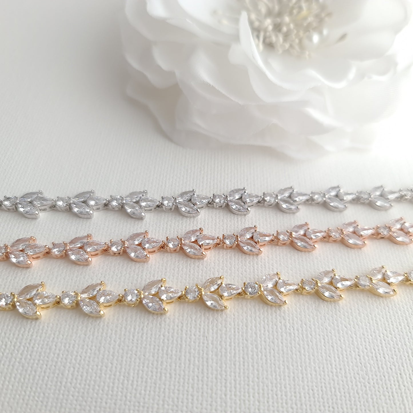 Bracelet for the Bride in CZ & Silver-Anya - PoetryDesigns