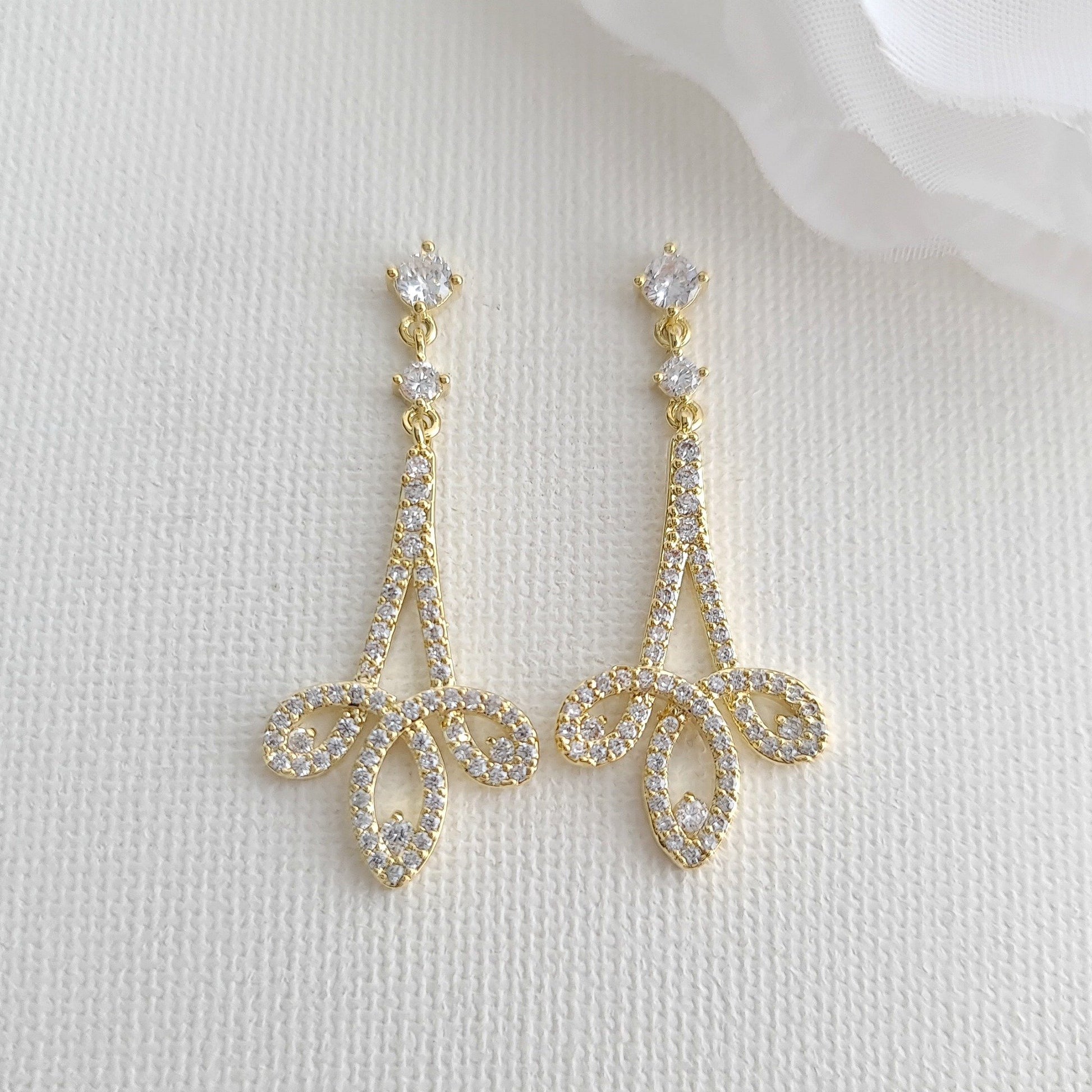 Gold Necklace Set for Wedding with Earrings-Allison - PoetryDesigns