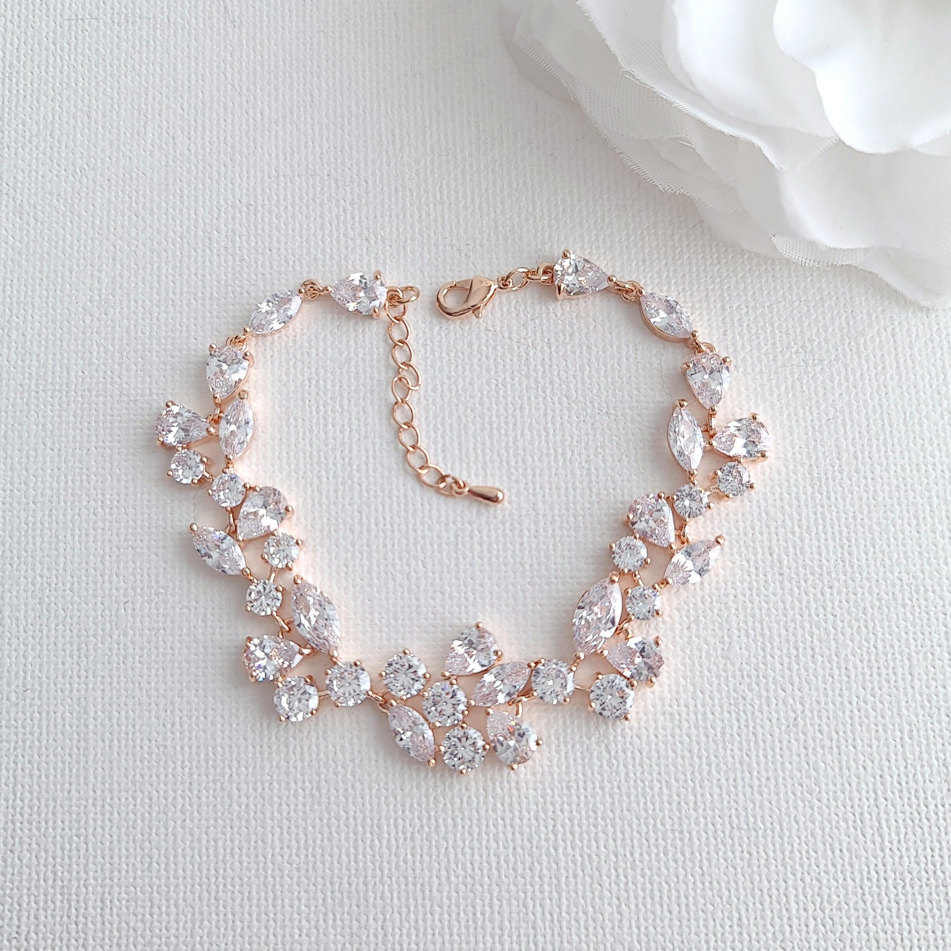 Rose gold Wedding Bracelet- Nicole - PoetryDesigns