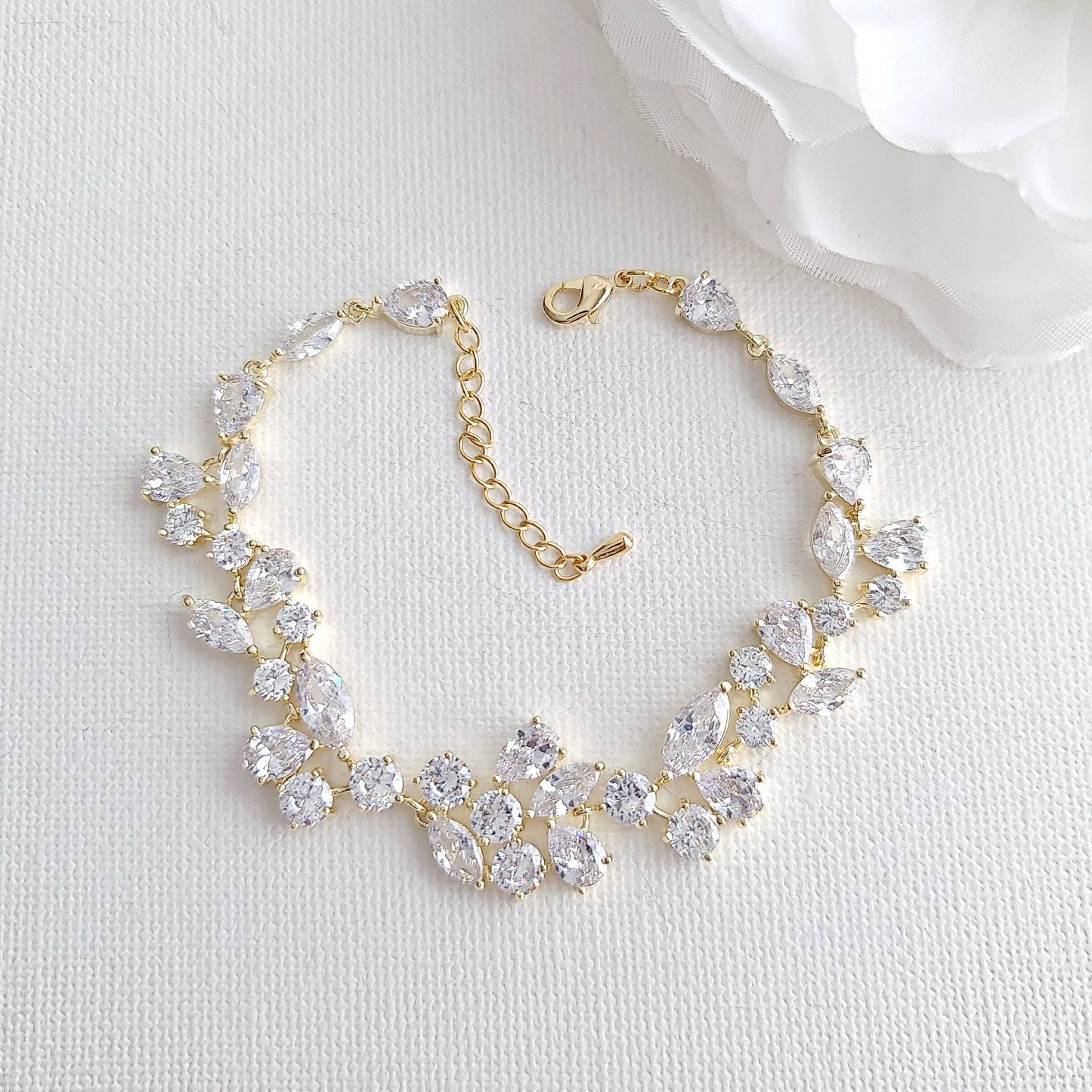 Zirconia Bridal Crystal Bracelet, Wedding Bracelet for Bride, Rose Gold Bracelet, Gold Bridal Bracelet, Wedding Bridal Jewelry, Nicole