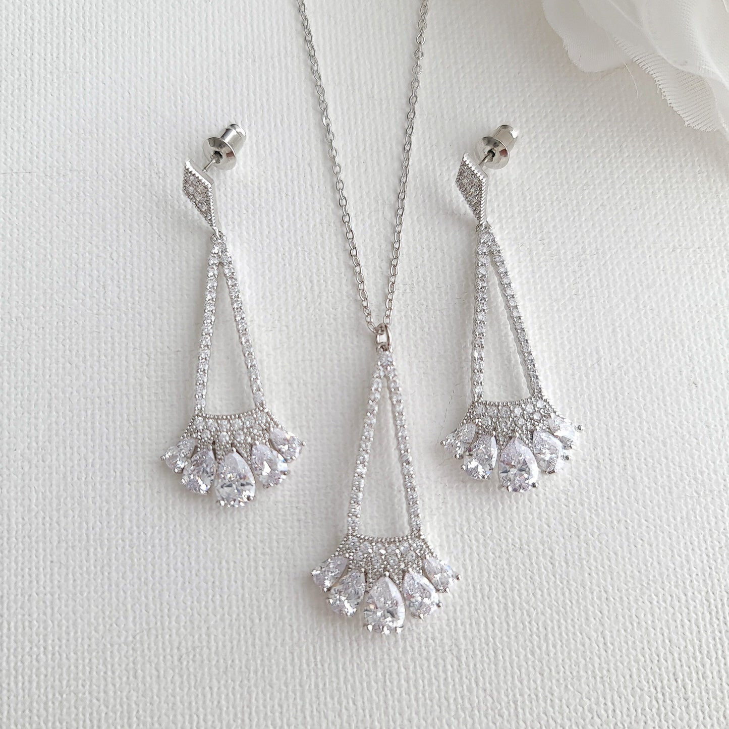 Long Triangle Earrings Silver- Sydney - PoetryDesigns