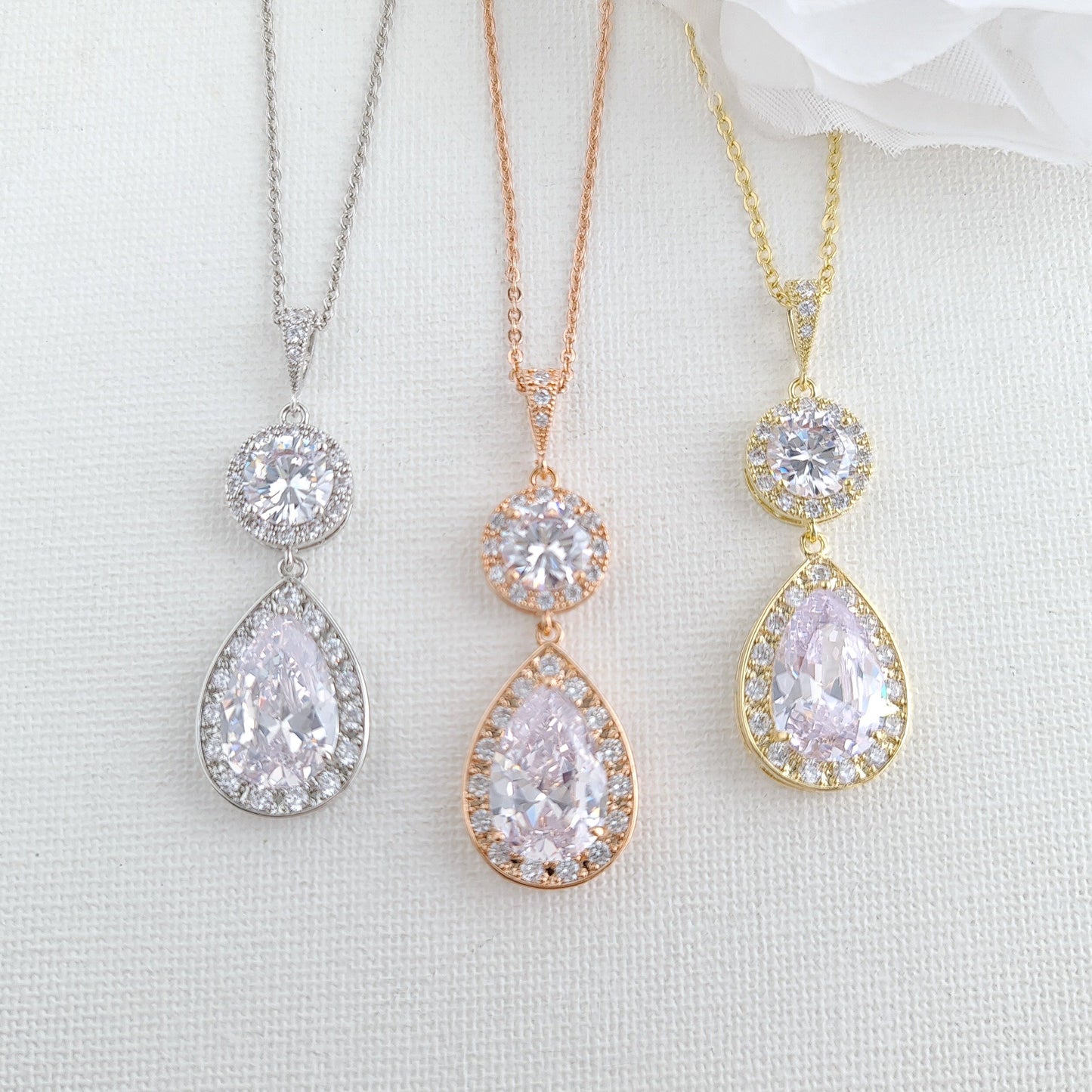 Silver and Cubic Zirconia Bride Jewelry Set- Evita