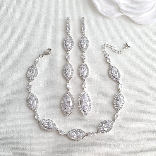 Juego de joyas con aretes colgantes largos y pulsera - Harriet