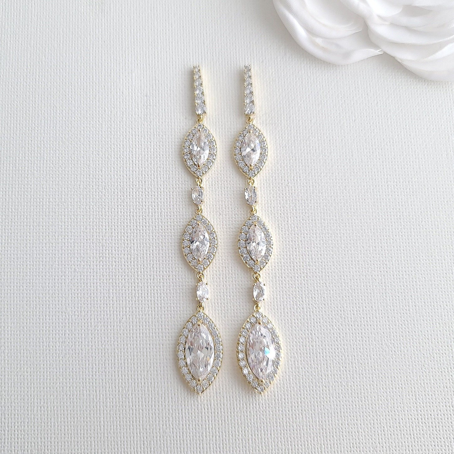 Extra Long Gold Earrings for Wedding and Prom-Poetry Designs
