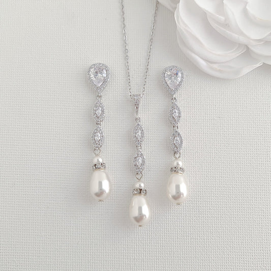 Juego de Joyas de Plata para Novia con Perlas - Abby