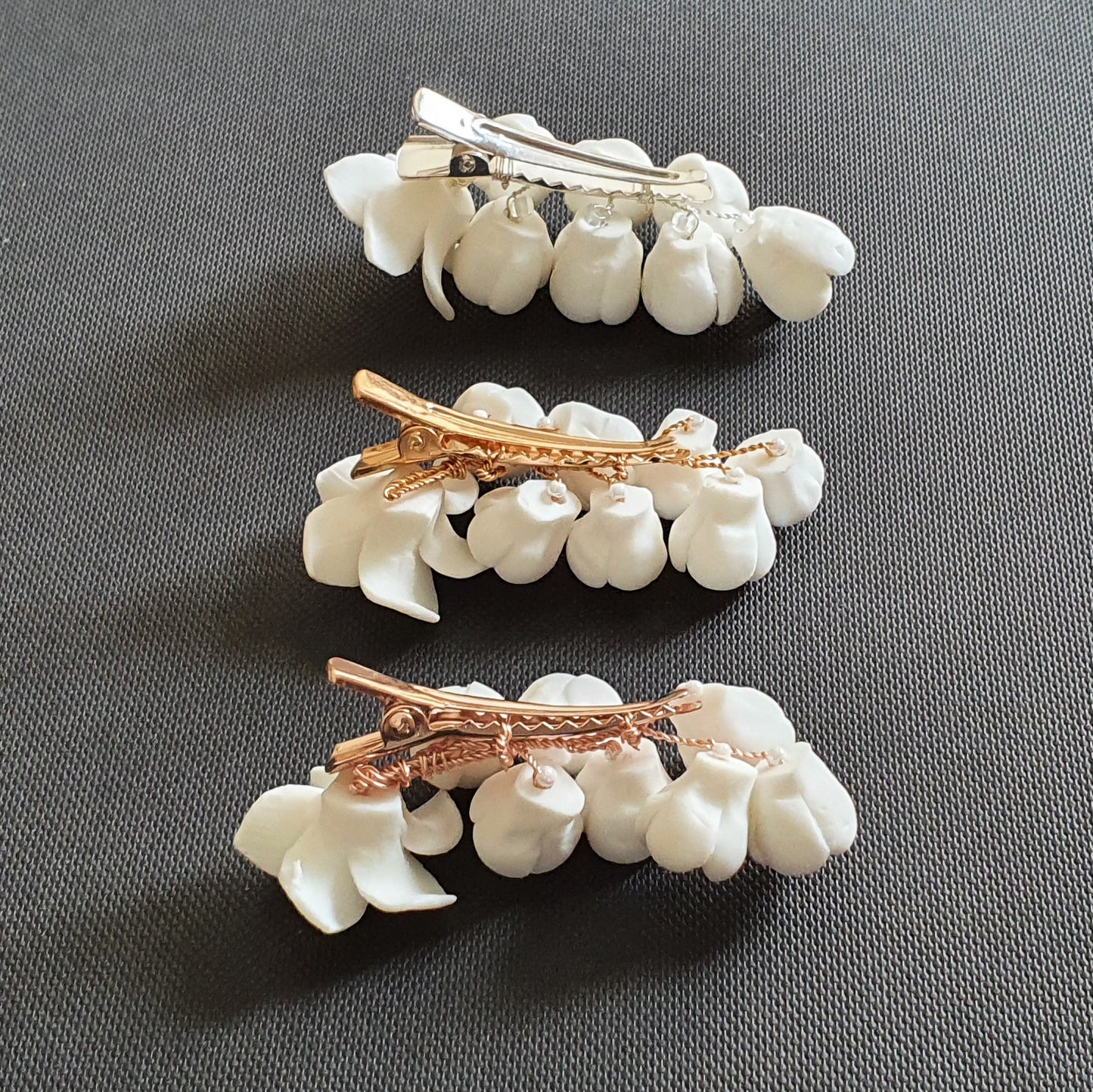 Bridal Barrette in White Flowers-Lilac