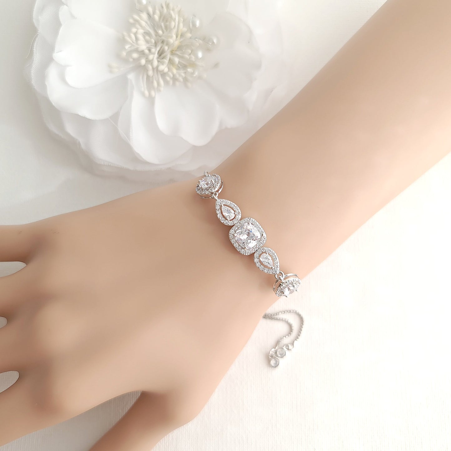 Long Pendant and Earrings with Matching Slider Bracelet Jewelry Set-Gianna