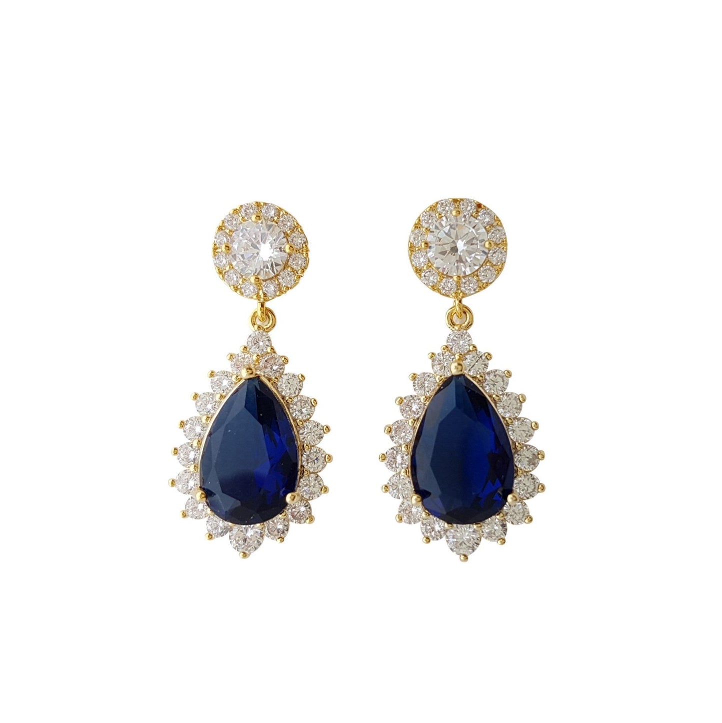 Blue and Gold Earrings Aoi - PoetryDesigns