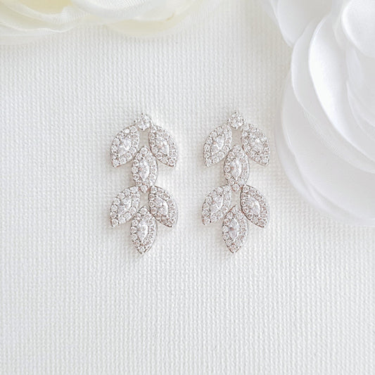 Leaf Stud Earrings Silver- Abby - PoetryDesigns