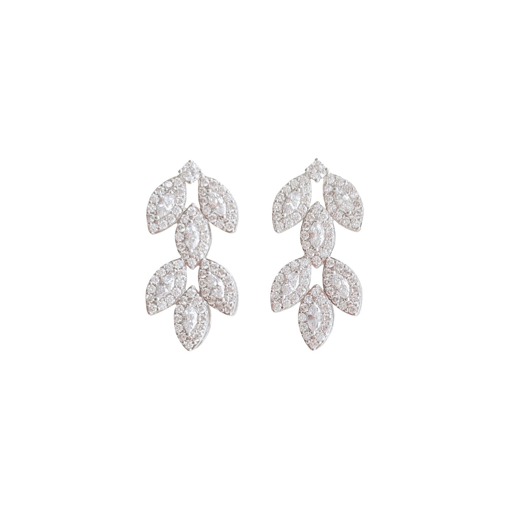Leaf Stud Earrings Silver- Abby - PoetryDesigns