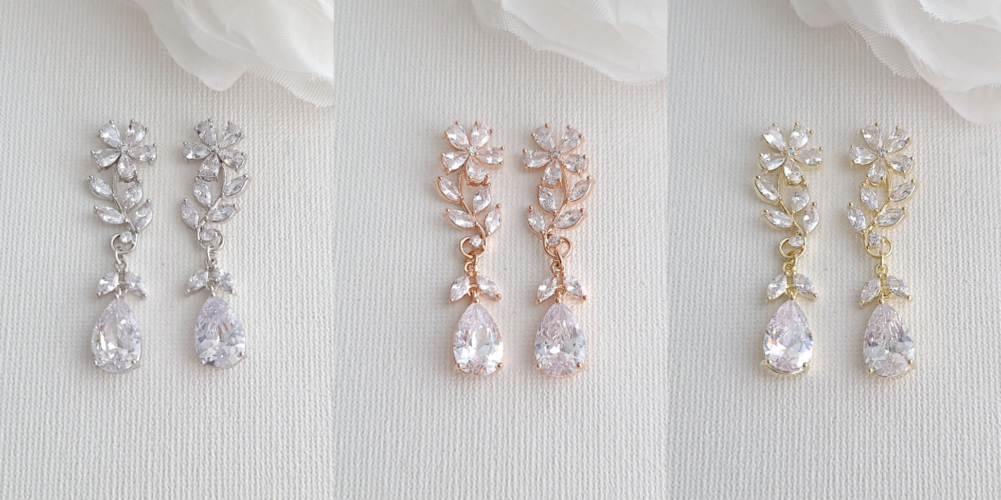 Bridal Flower Crystal Earrings- Daisy - PoetryDesigns