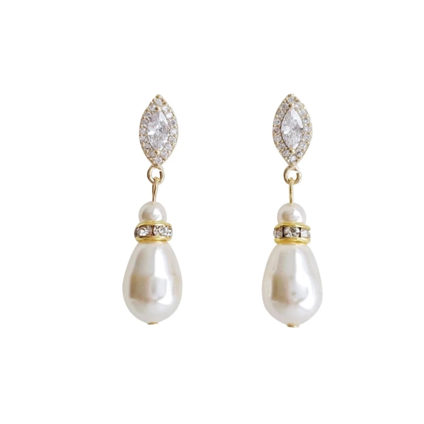 Rose Gold Pearl Teardrop Earrings for Brides- Ella - PoetryDesigns