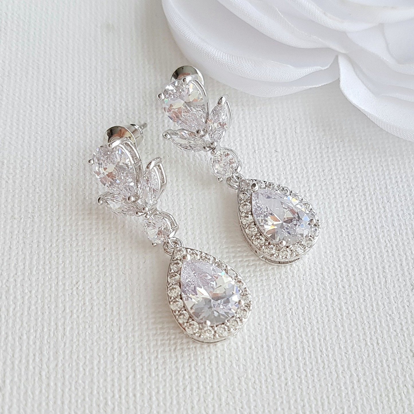 Drop Bridal Earrings Gold-Emma - PoetryDesigns
