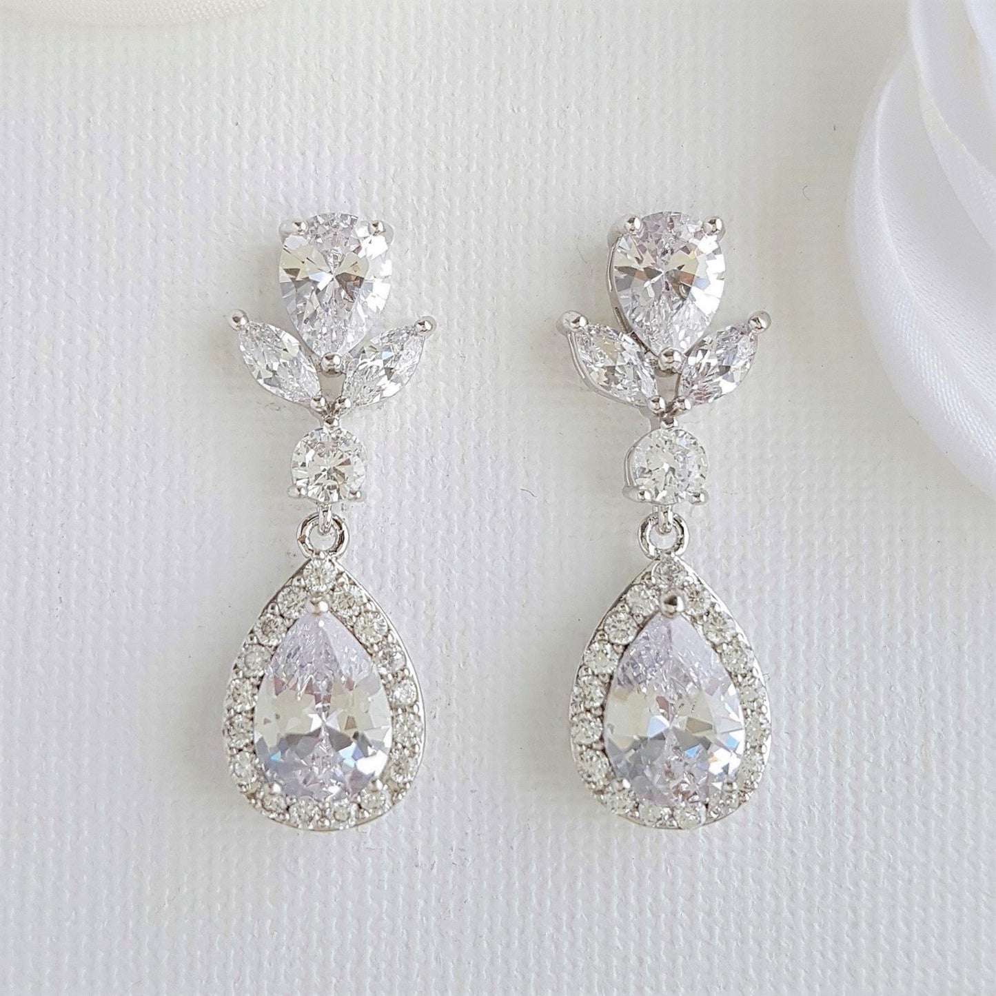 Drop Bridal Earrings Gold-Emma - PoetryDesigns