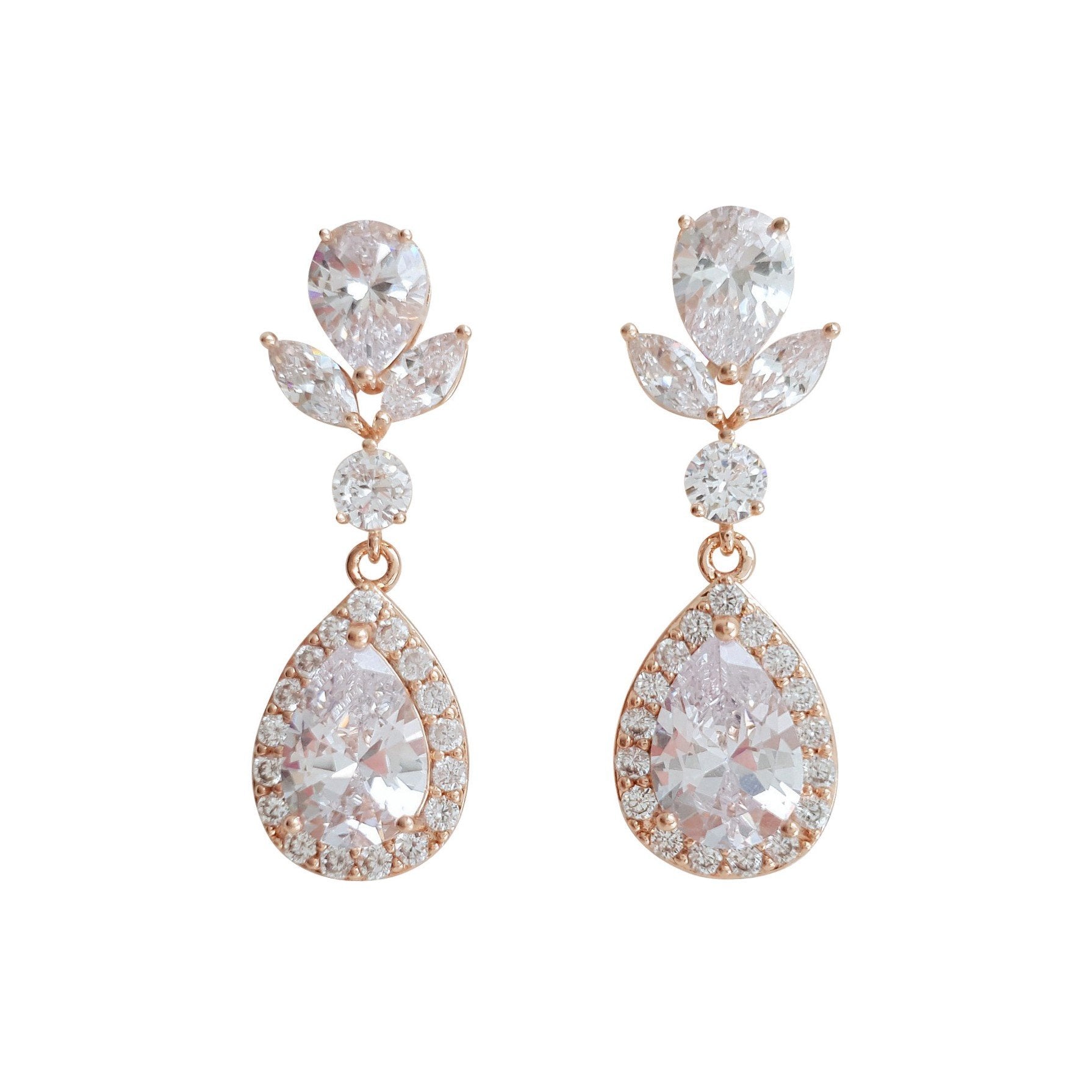 Drop Bridal Earrings Gold-Emma - PoetryDesigns