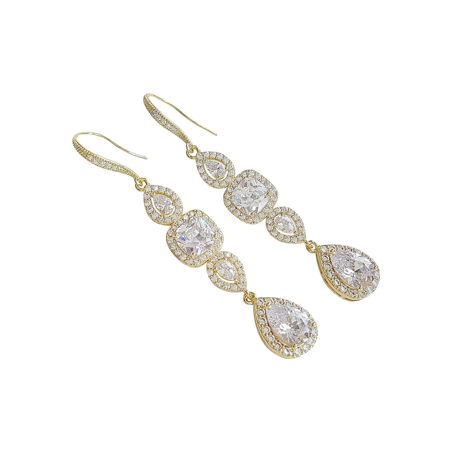 Bridal Dangle Drop Earring Rose Gold-Gianna - PoetryDesigns