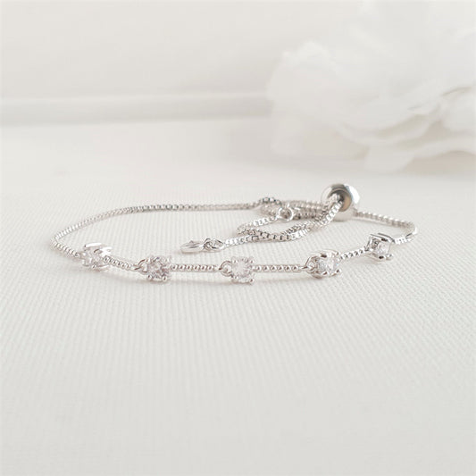 Delicate Silver Wedding Bracelets for Brides & Bridesmaids- Ginger - PoetryDesigns