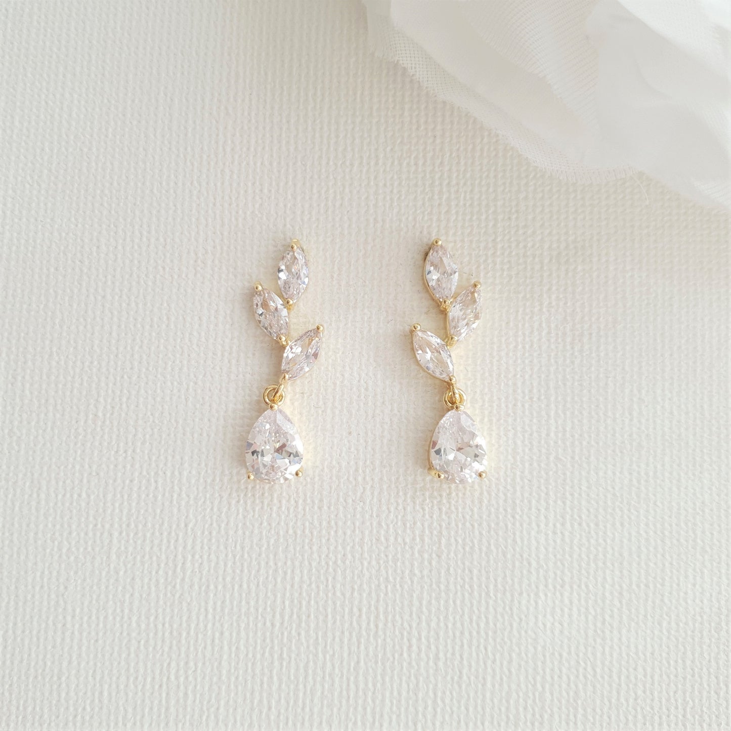 Small Rose Gold Leaf Drop Earrings-Taylor