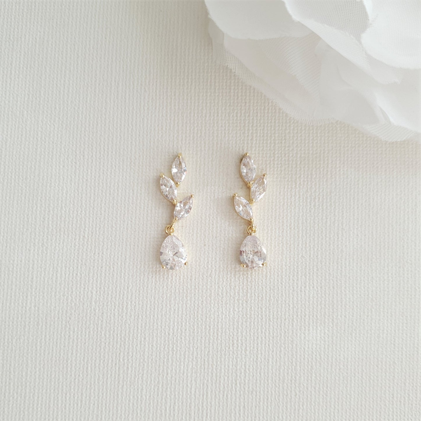 Gold Leaf Drop Earrings-Taylor