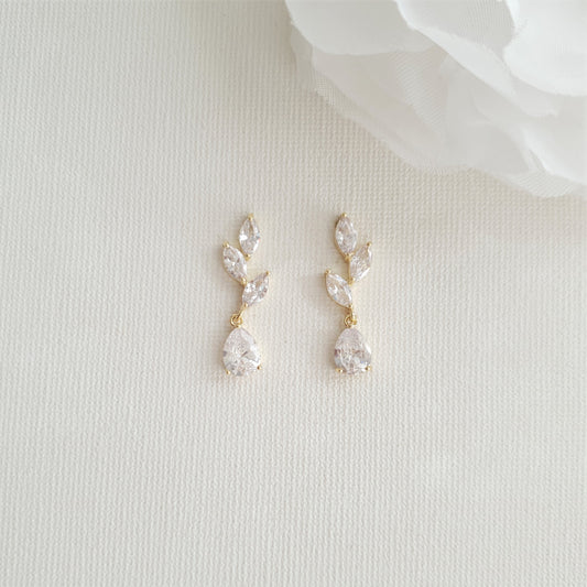Gold Leaf Drop Earrings-Taylor