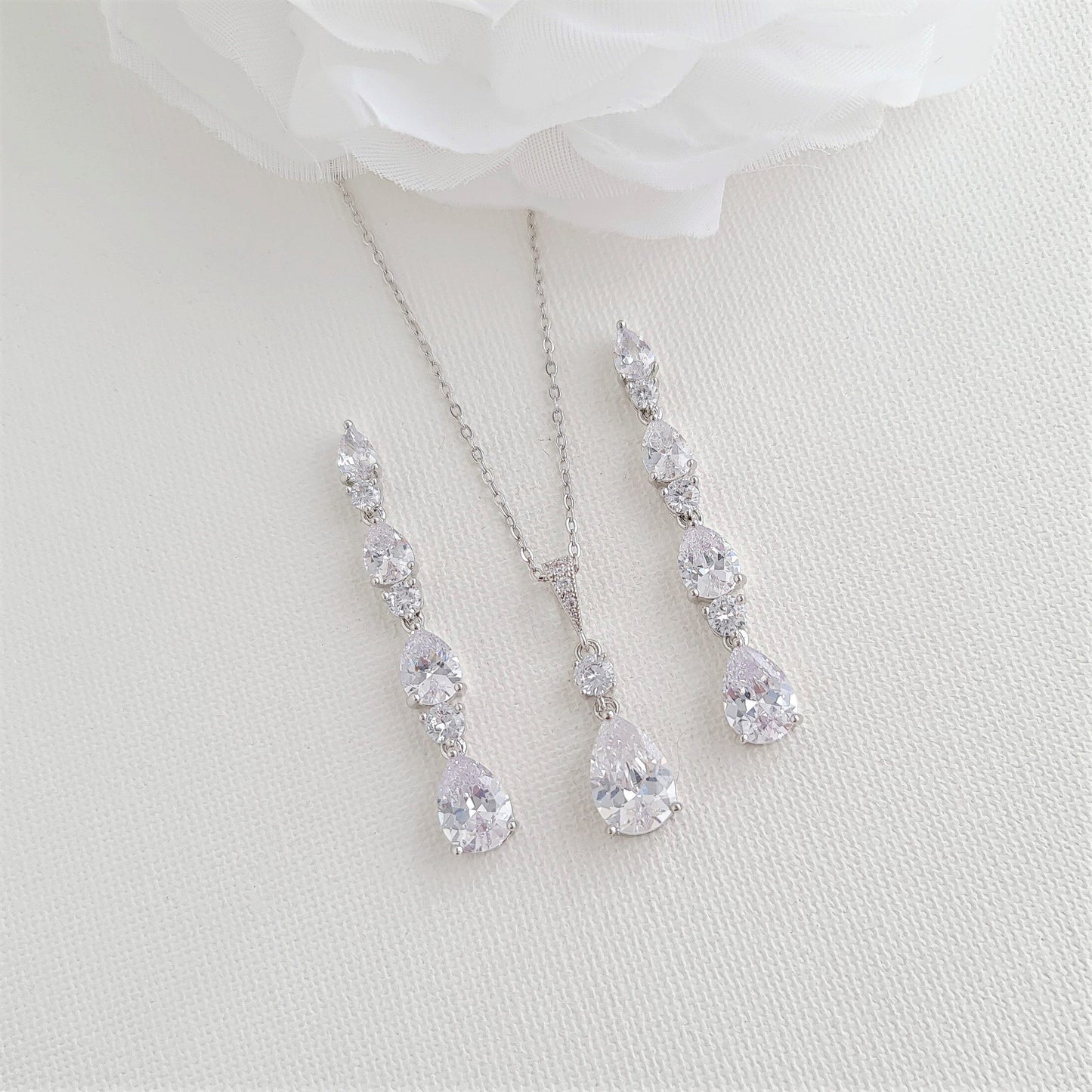 Necklace and Earring Set for Wedding in Rose Gold-Hazel