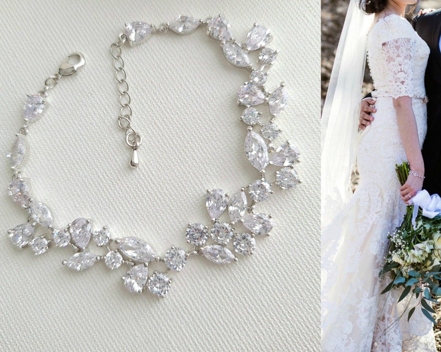 Rose gold Wedding Bracelet- Nicole - PoetryDesigns