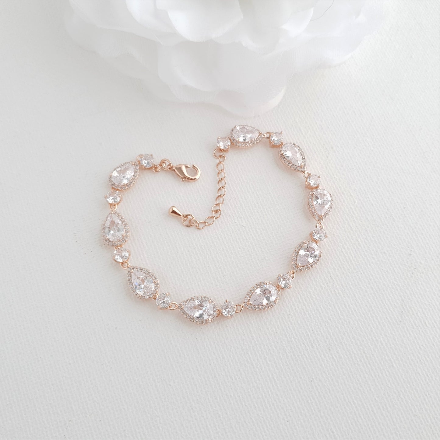 Silver Teardrop Wedding Bracelet-Luna