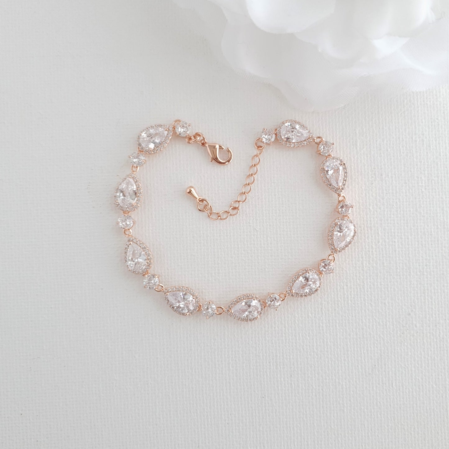 Silver Teardrop Wedding Bracelet-Luna