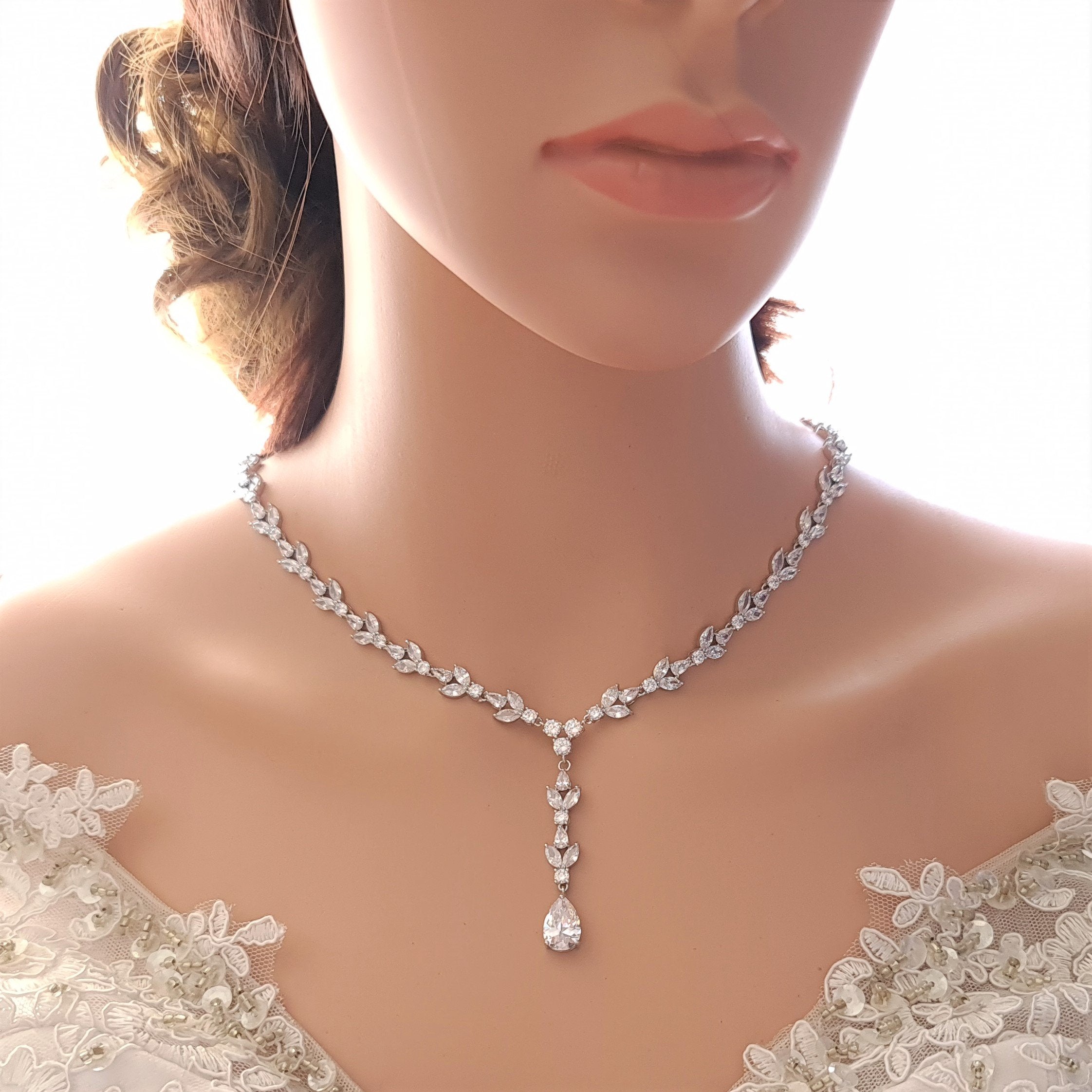 Statement Princess Necklace | Timeless Bridal Brides Wedding Jewelry Necklace Only (with Backdrop)