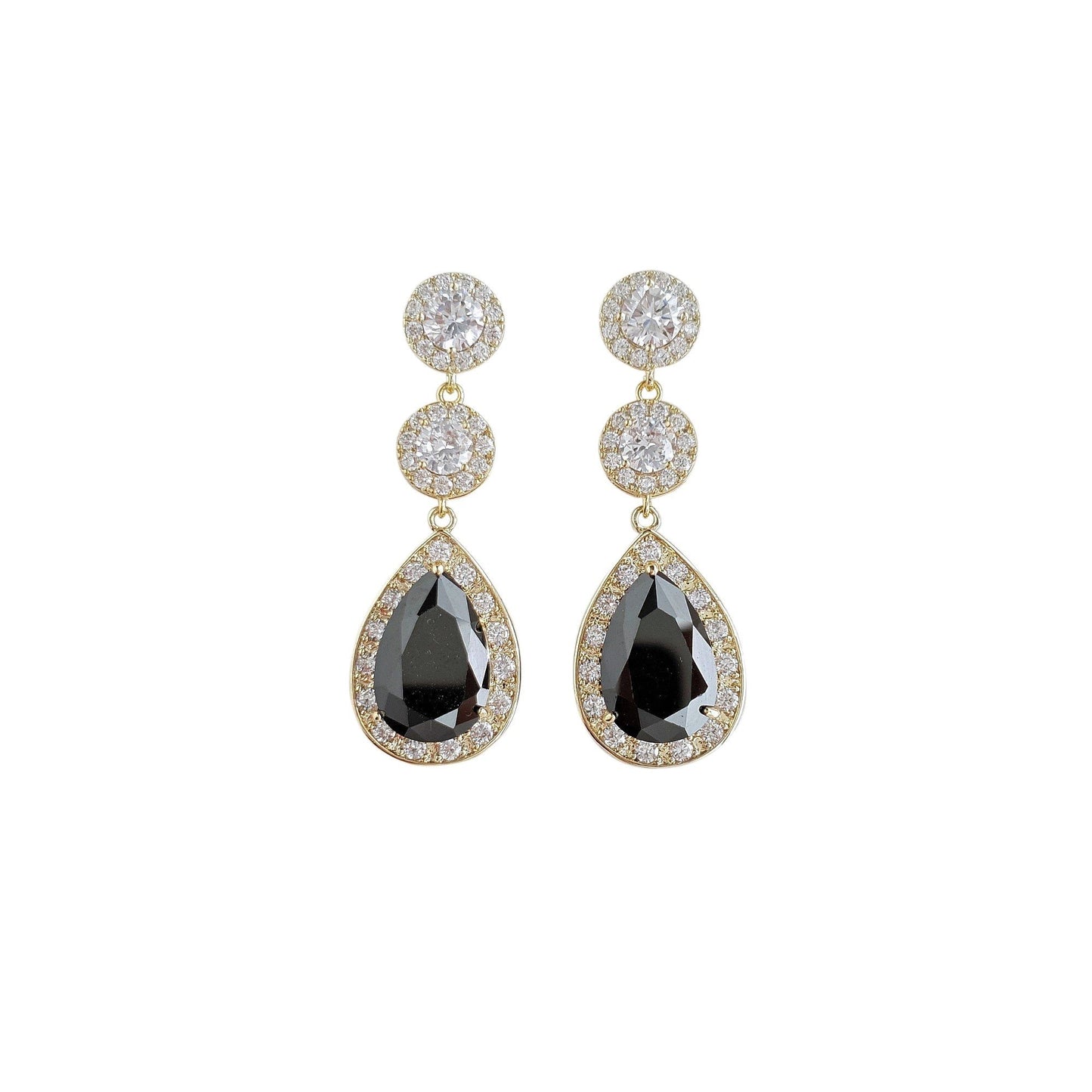 Long Black Drop Earrings- Zoe - PoetryDesigns
