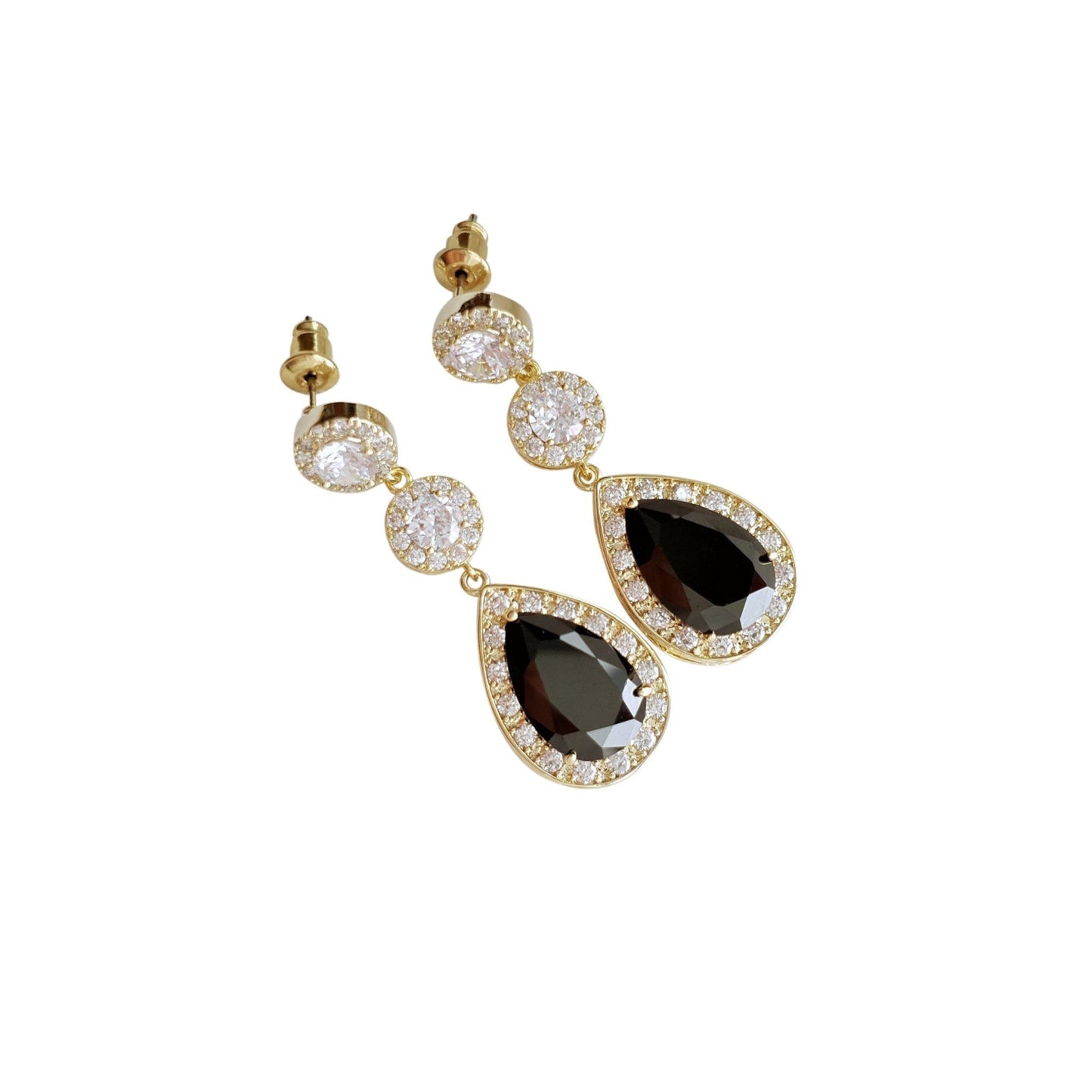 Long Black Drop Earrings- Zoe - PoetryDesigns