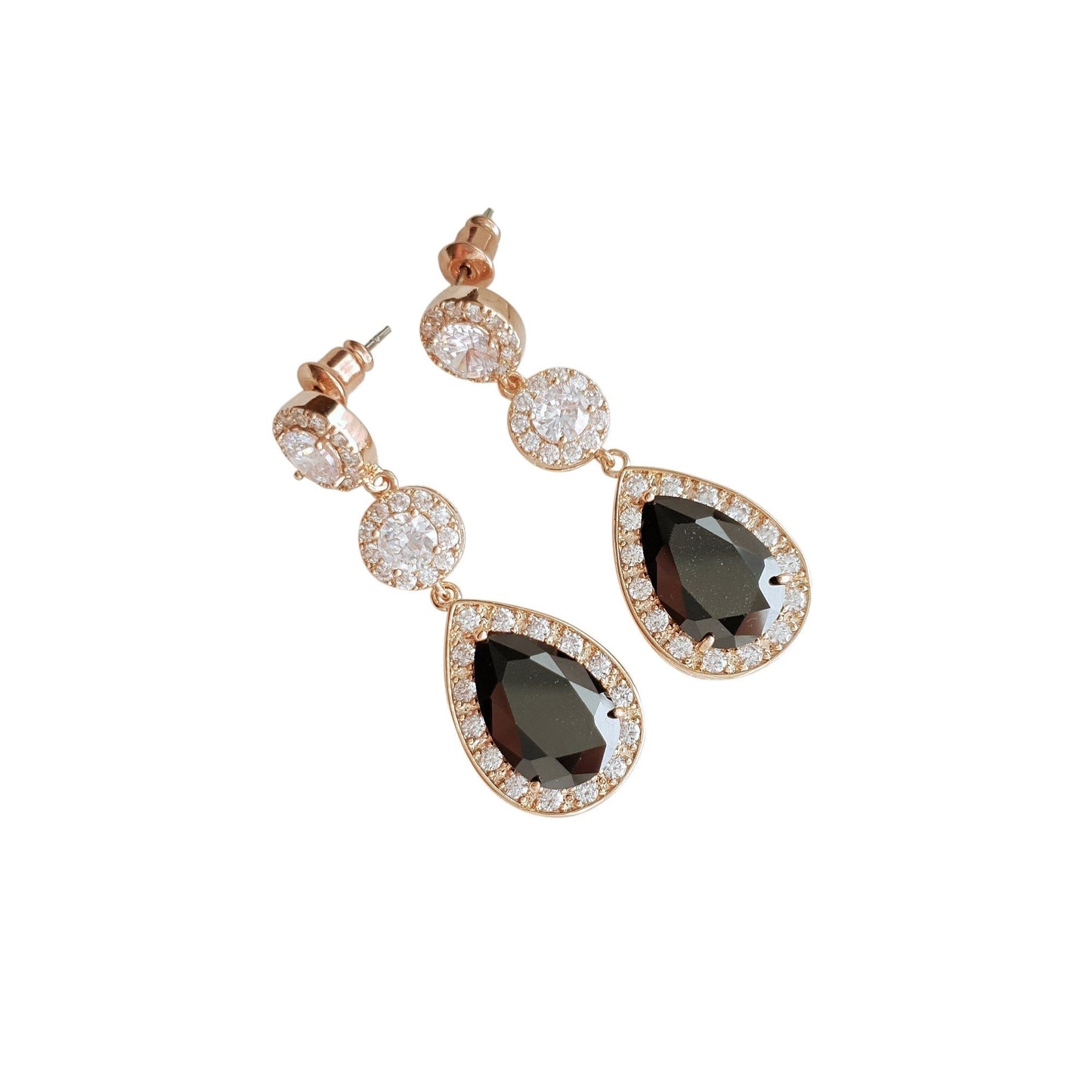 Long Black Drop Earrings- Zoe - PoetryDesigns