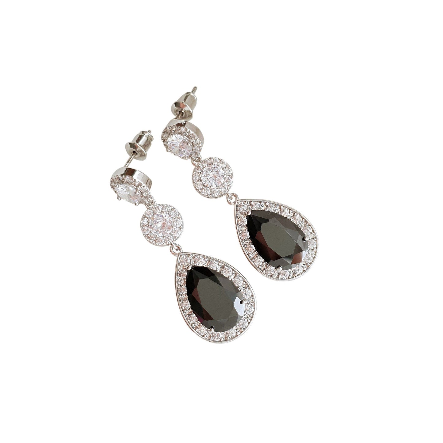 Long Black Drop Earrings- Zoe - PoetryDesigns