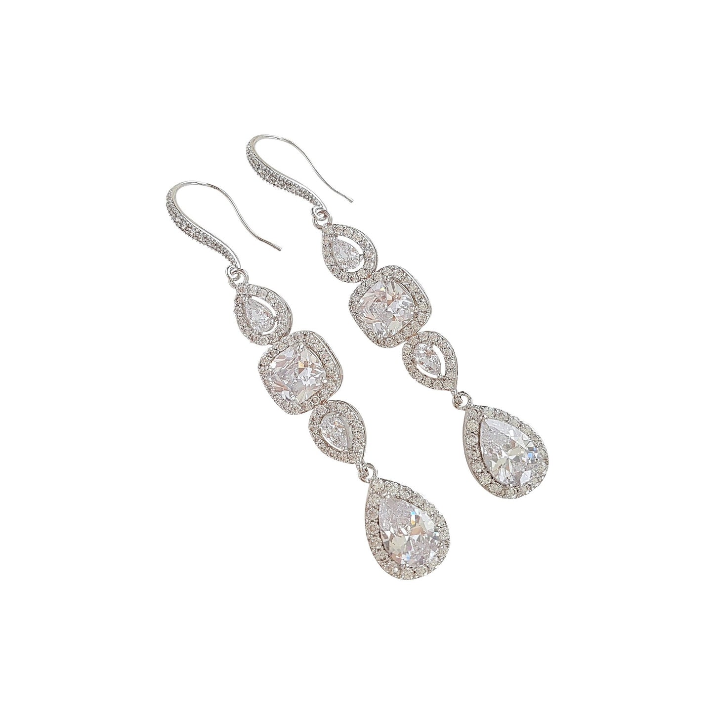 Bridal Dangle Drop Earring Rose Gold-Gianna - PoetryDesigns