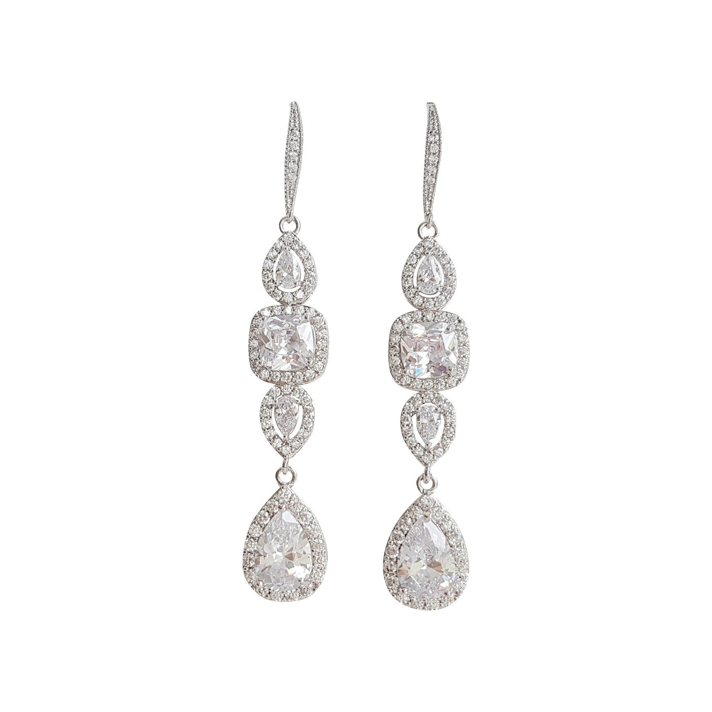 Bridal Dangle Drop Earring Rose Gold-Gianna - PoetryDesigns
