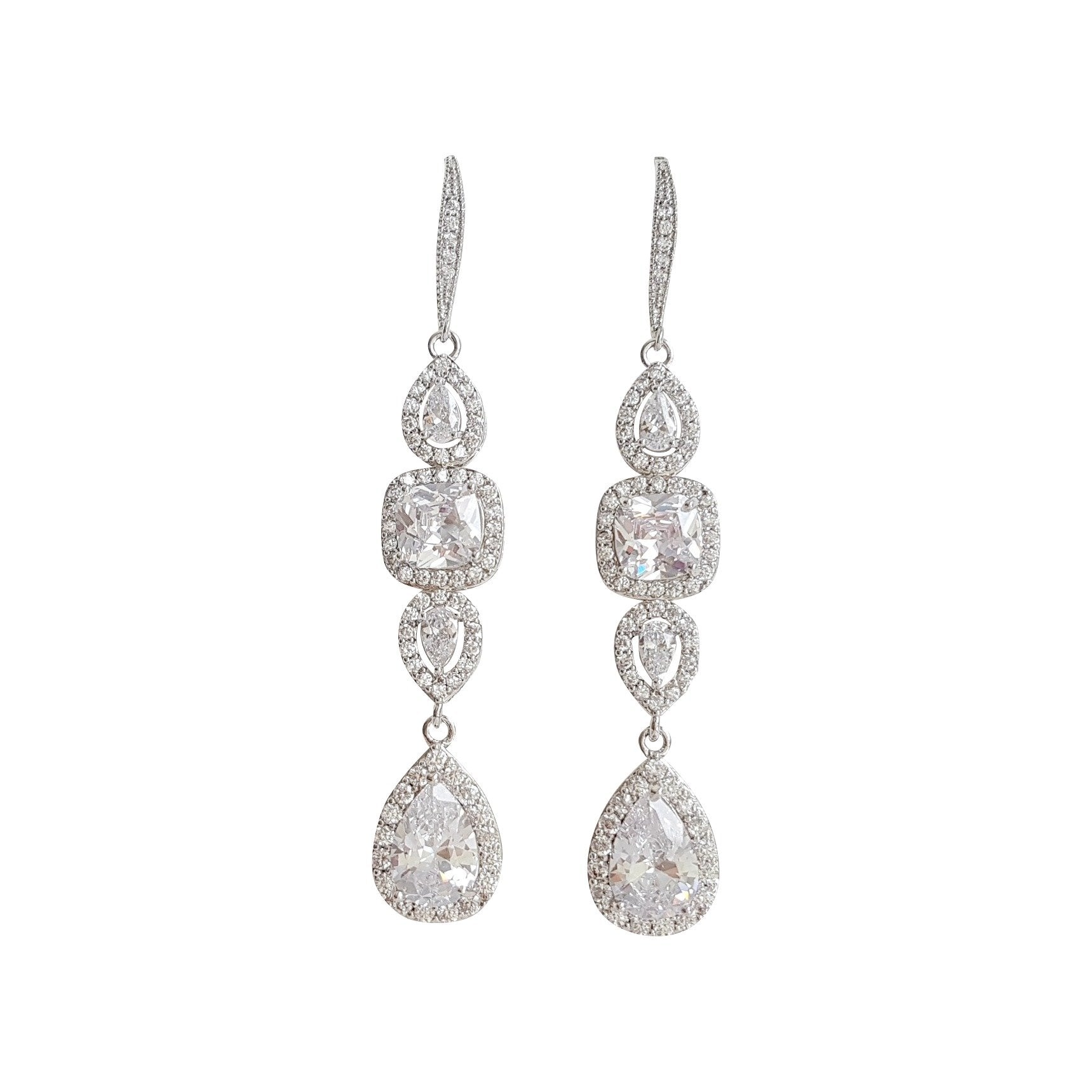 Bridal Dangle Drop Earring Rose Gold-Gianna - PoetryDesigns