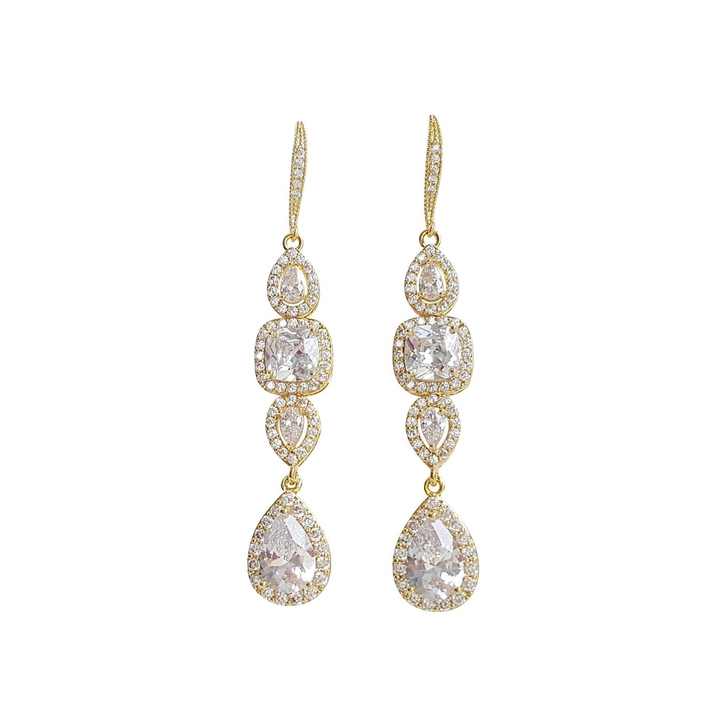 Bridal Dangle Drop Earring Rose Gold-Gianna - PoetryDesigns
