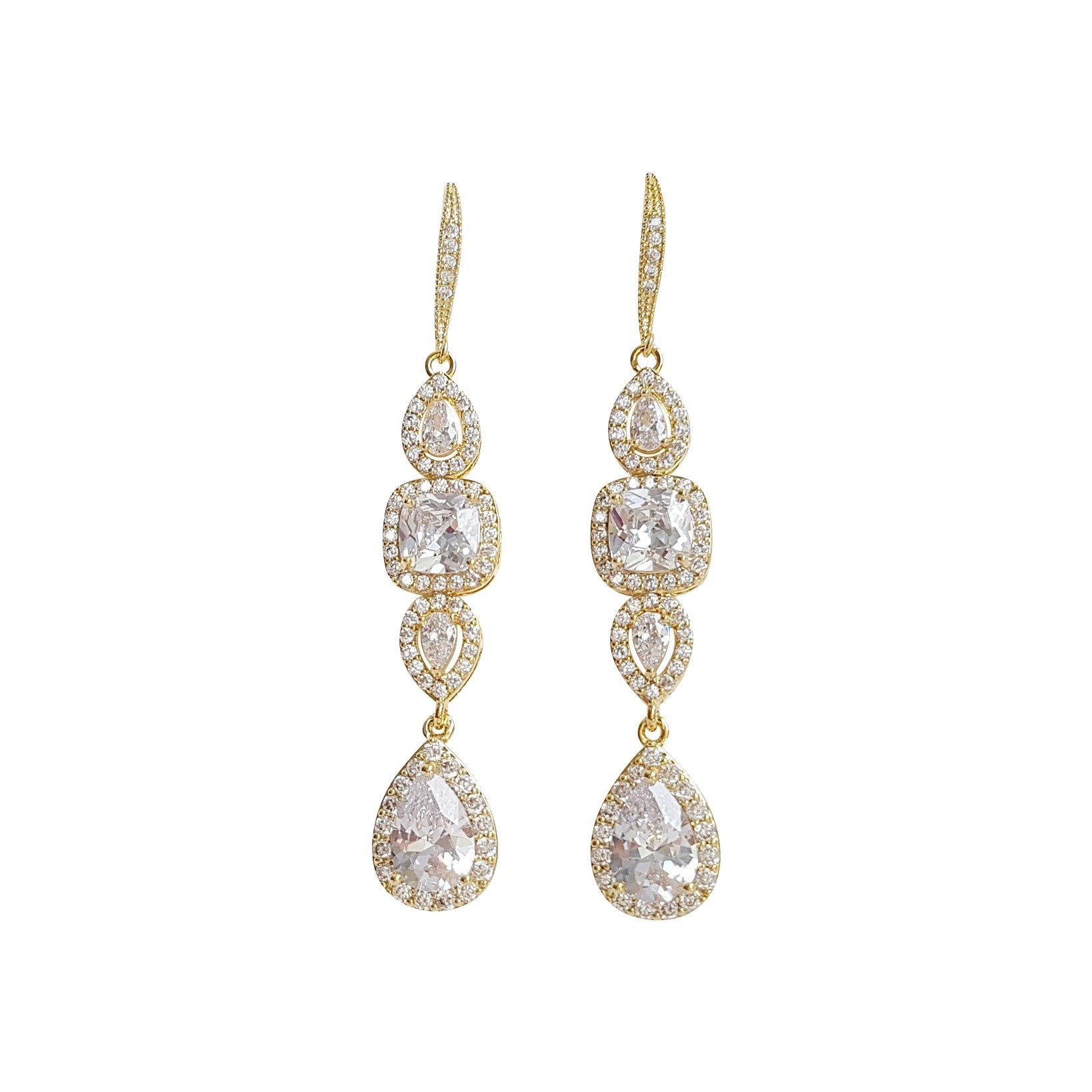 Bridal Dangle Drop Earring Rose Gold-Gianna - PoetryDesigns