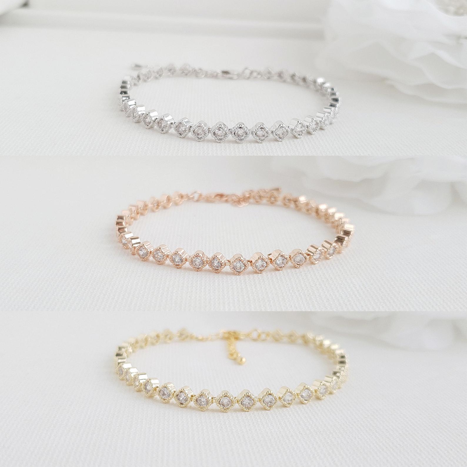 Wedding Tennis Bracelet in Rose Gold & CZ - Lisa - PoetryDesigns