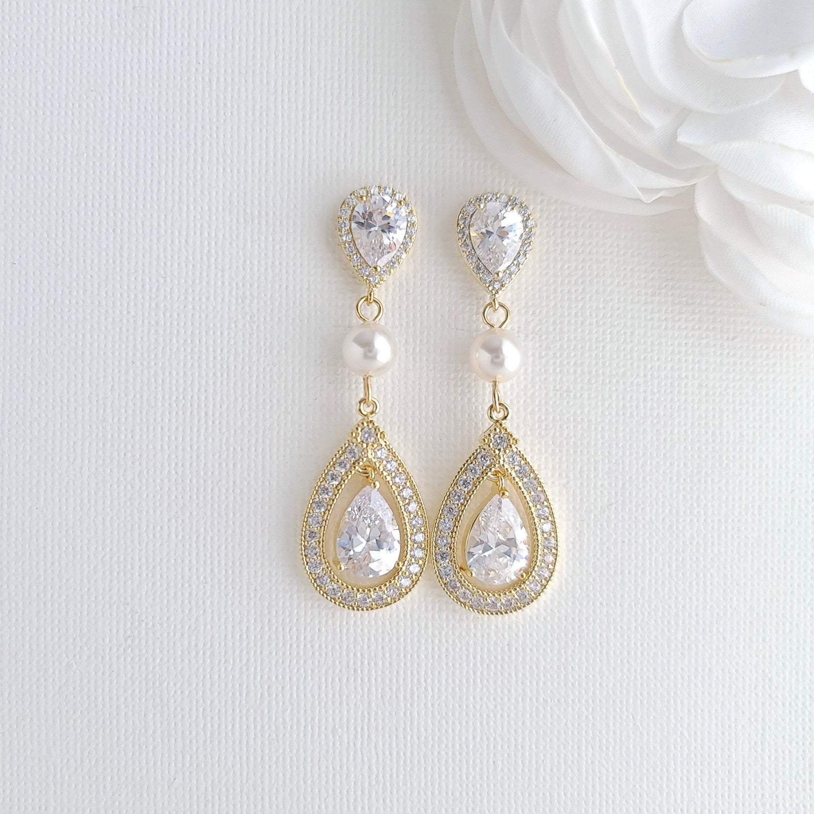 Bridal Necklace and Earring Set-Sarah - PoetryDesigns