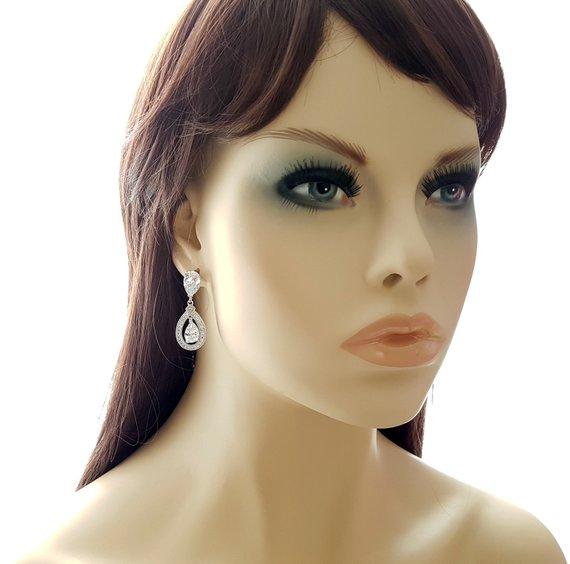 Gold Crystal Drop Earrings Weddings- Sarah - PoetryDesigns