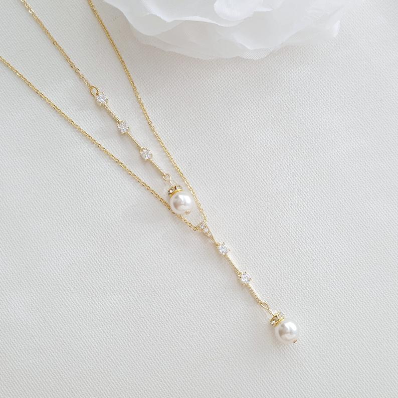 Rose Gold Backdrop Wedding Necklace-Ginger - PoetryDesigns