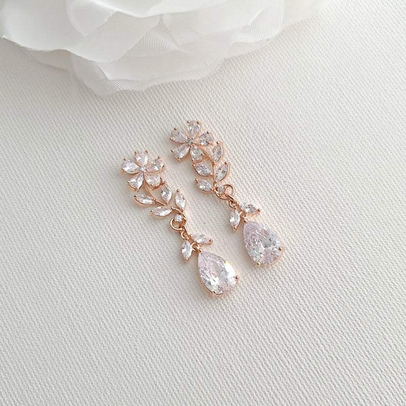 Bridal Flower Crystal Earrings- Daisy - PoetryDesigns