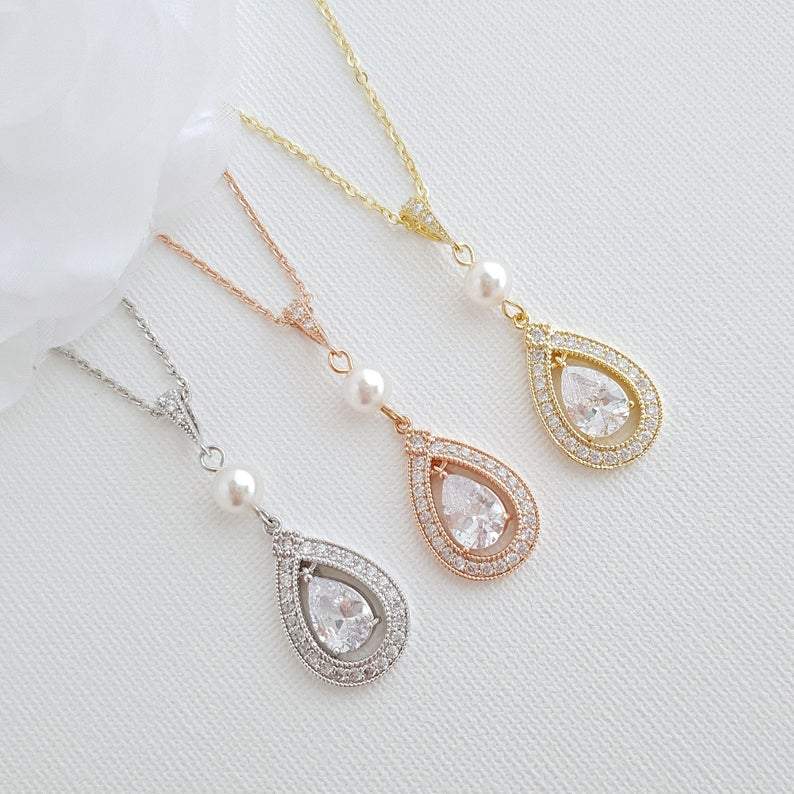 Bridal Necklace and Earring Set-Sarah - PoetryDesigns