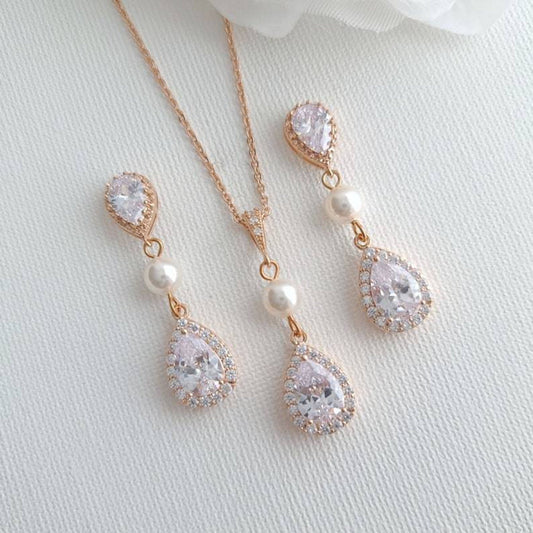 Jewelry Set in Rose Gold for Weddings- Emma