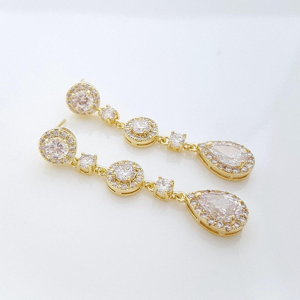 Long Earrings for Wedding in Silver-Reagan - PoetryDesigns