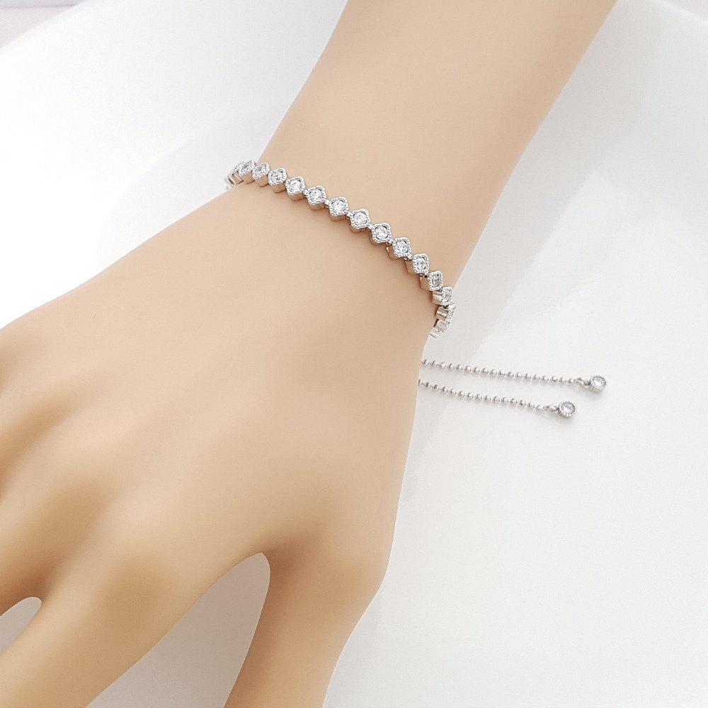 Silver Slider Clasp Bracelet-Celia - PoetryDesigns