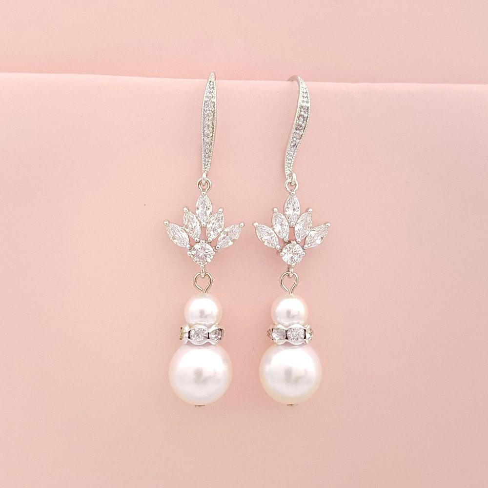 Simple Bridal Earrings- Rosa