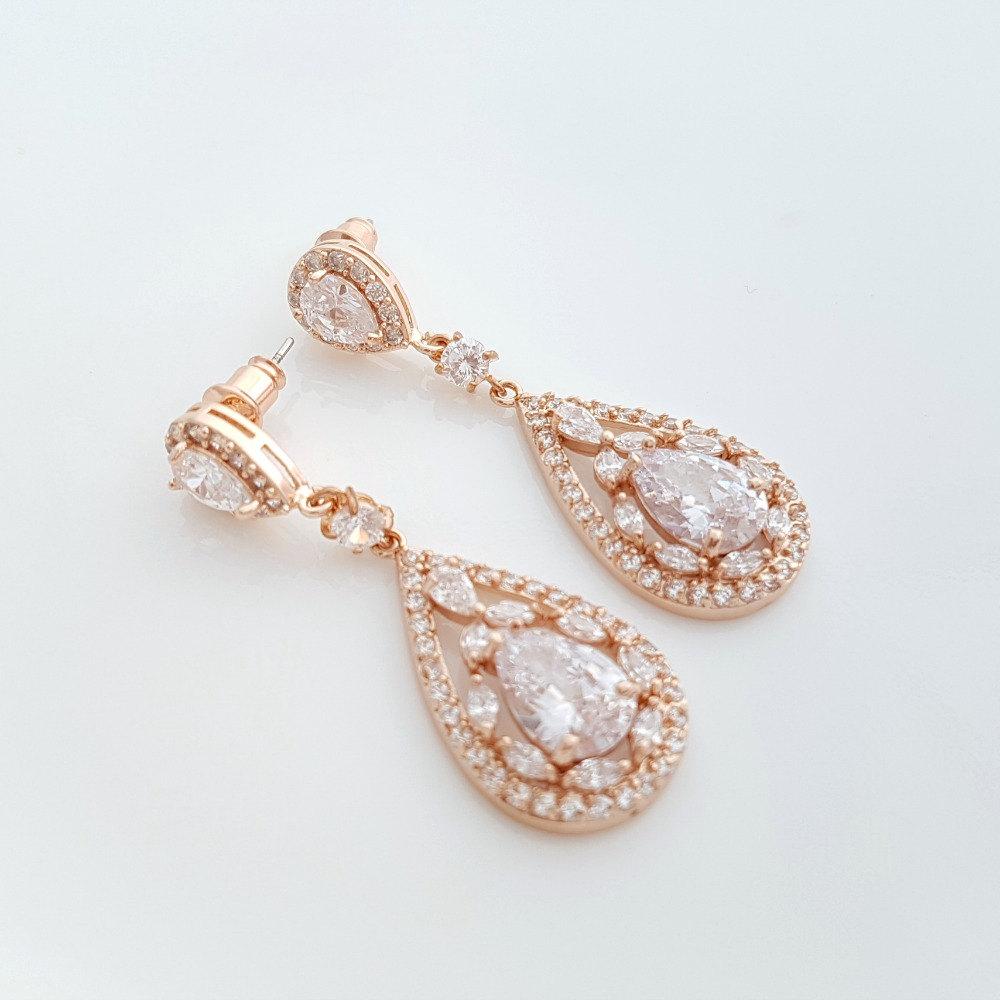 statement wedding earrings in rose gold