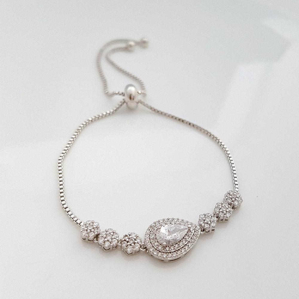 Gold Slider Clasp Wedding Bracelet- Joni - PoetryDesigns